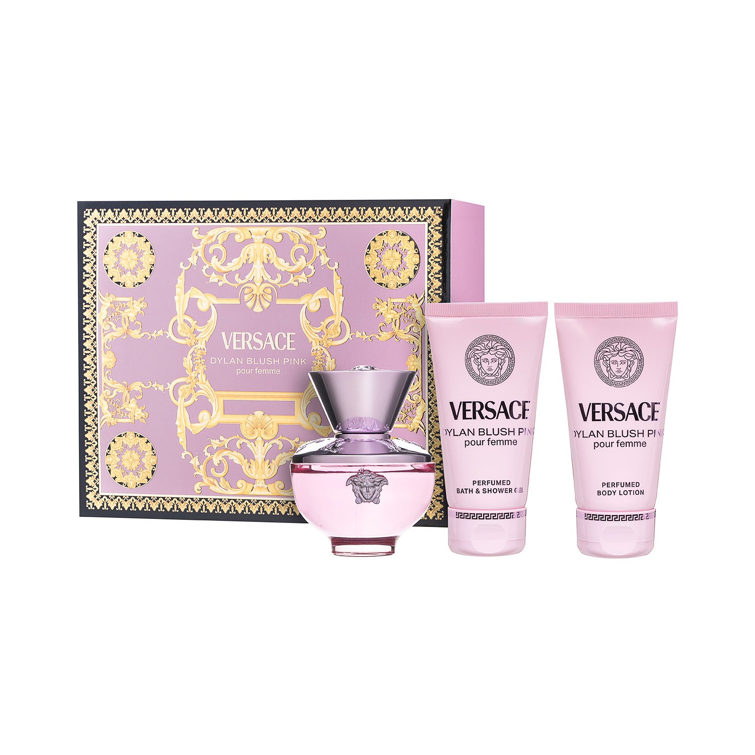 Versace Dylan Blush Pink Pour Femme Eau De Parfum Set 50 Ml + 50 Ml Körperlotion + 50 Ml Duschgel